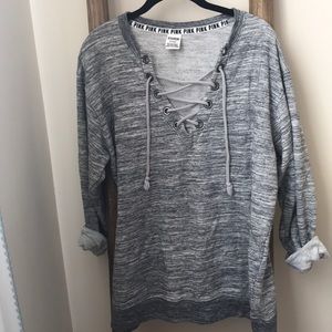 PINK lace up sweatshirt